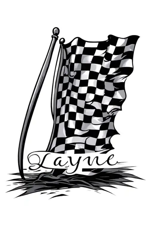 Checkered Flag With Name Inside Saying Layne