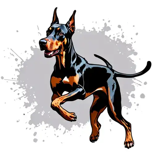 Doberman Silhoute Running