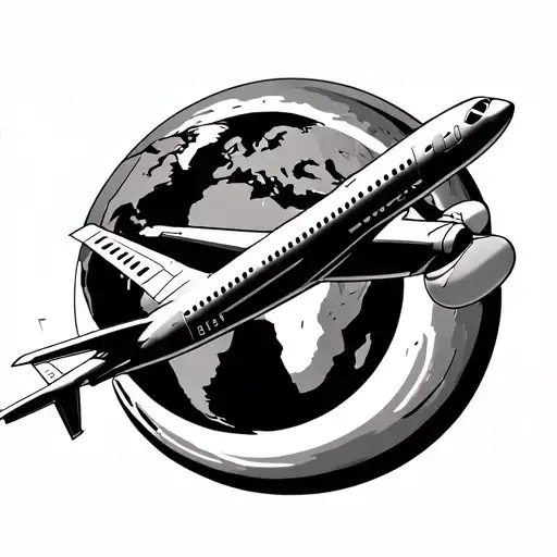 Airplane Flying Over A World
