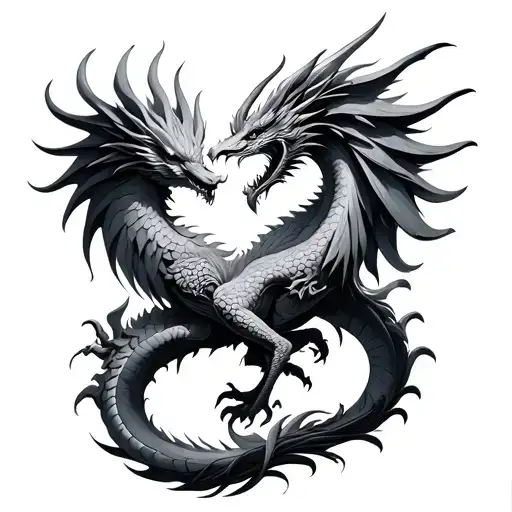 Phoenix And Dragon Form Heart