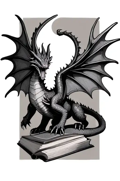 Fantasy Book Dragon With Wings Spread