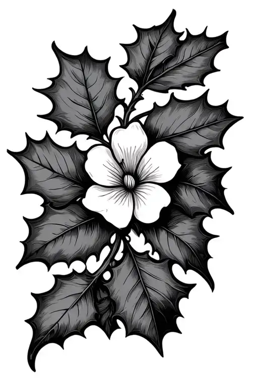 Holly Berry Flower Intertwined Fineline