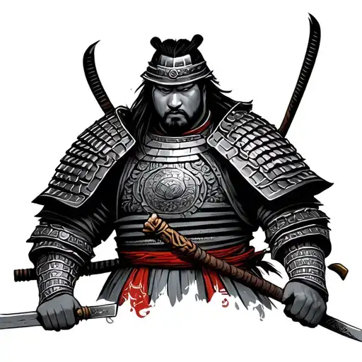 Samurai With Armor Holding