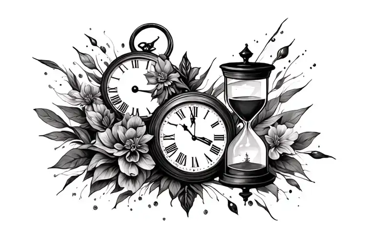 Clock And Hourglass