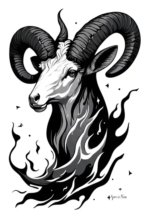 Aries Constellation Intertwined With Flames