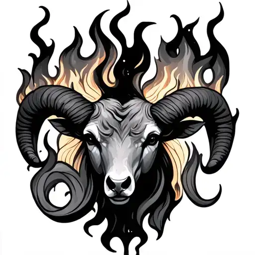 Aries Constellation Intertwined With Flames