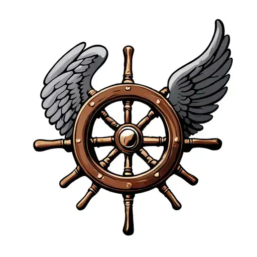 Captains Wheel With Angel Wings