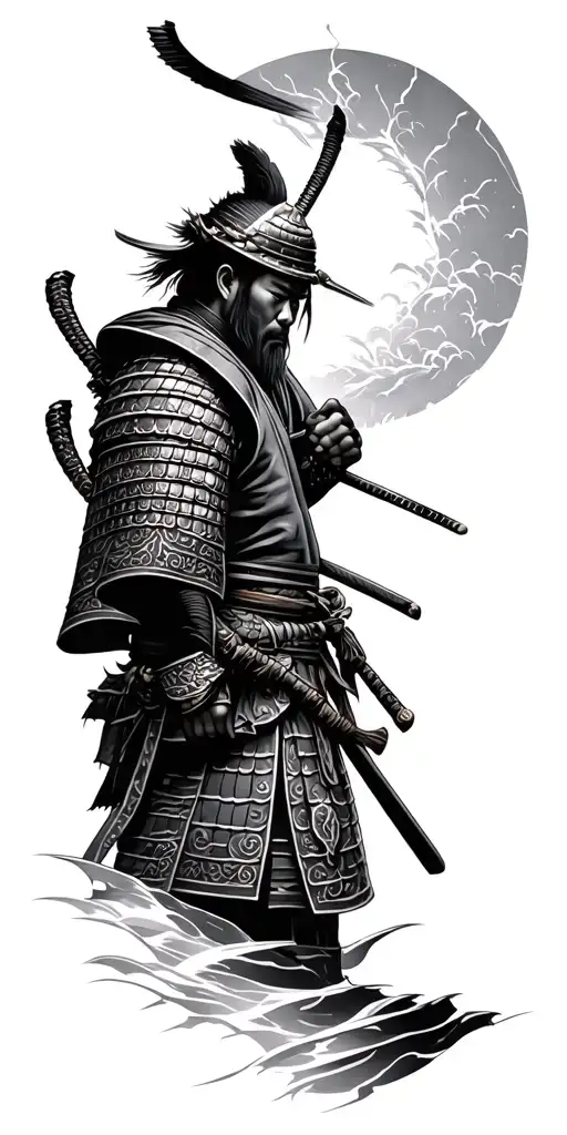 Japanese Sleeve Tattoo Featuring Samurai Warrior