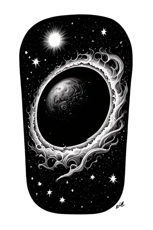 Space Black Hole Eating Star