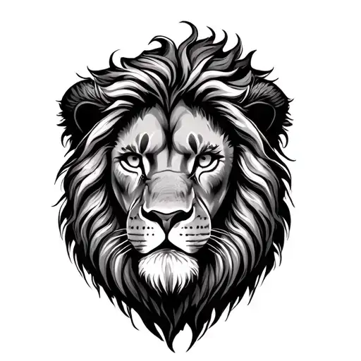 One Side On Lion Face Combined With Old Ancinet House