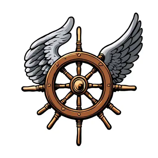 Captains Wheel With Angel Wings