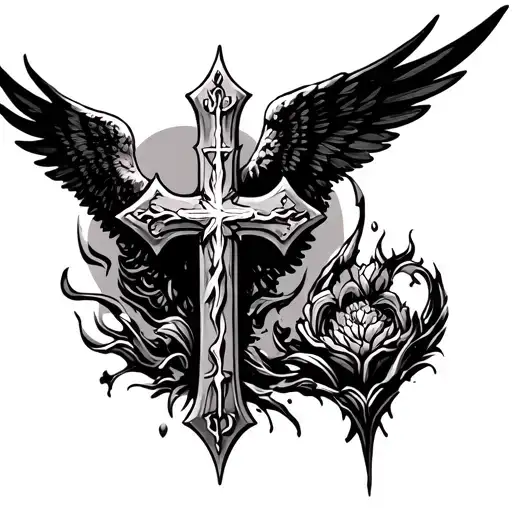 Religous Dark Angelic Cross