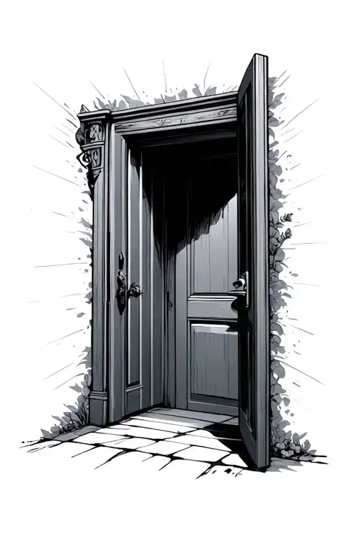 A Open Door With Light Shining
