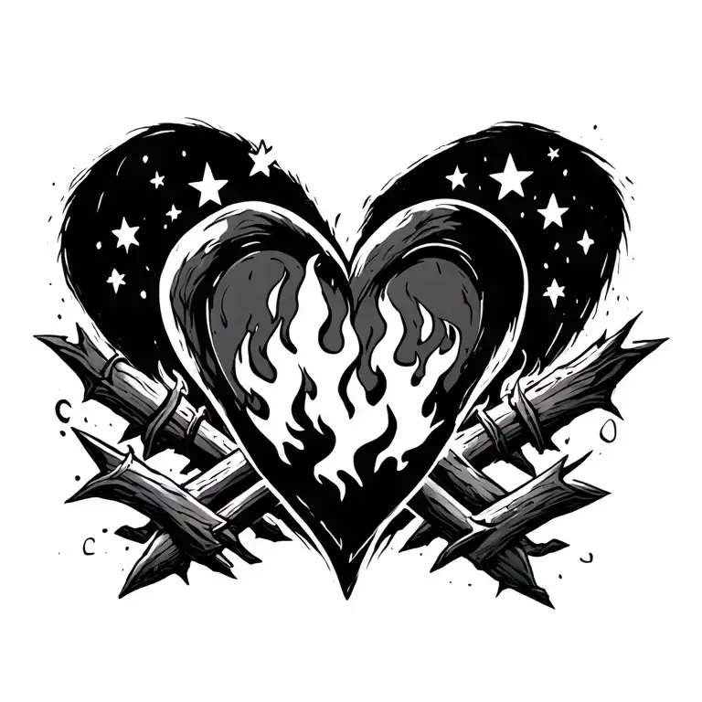 Dark Souls Bonfire With Stars And A A Black Heart