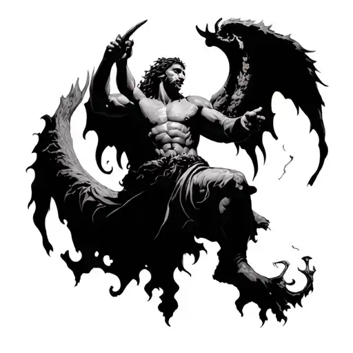 Dark Religous Landscape Shaded Background With Heaven Fighting Hell