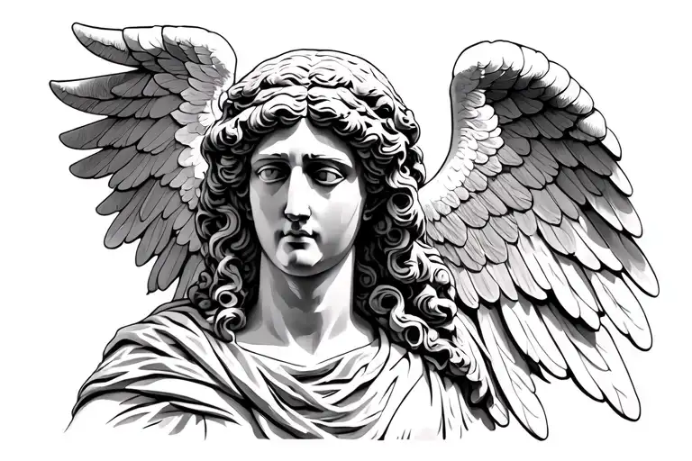 Greek Style Angel Head Stone Sculpture