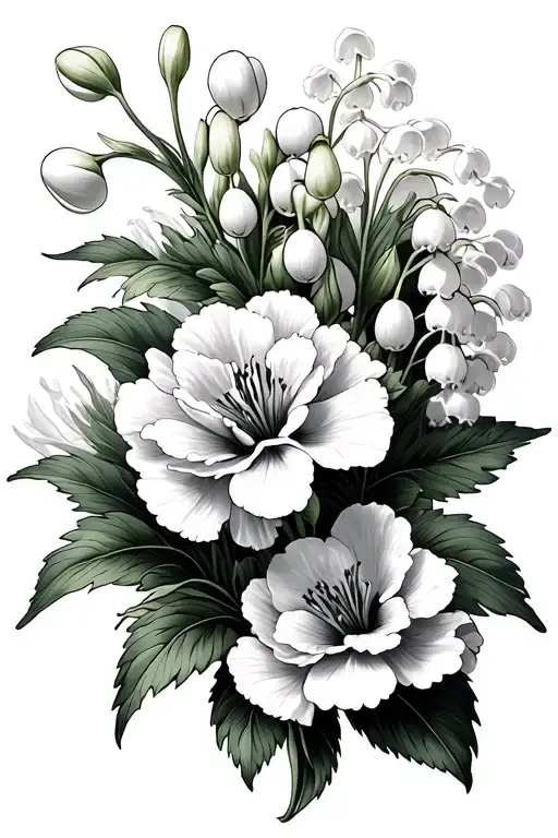 Carnations And Lilly Of The Valley Flowers
