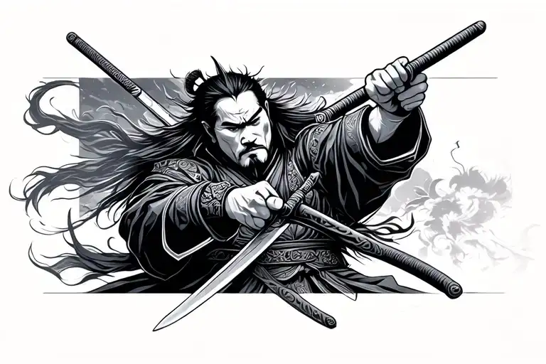 Samurai Holding Sword