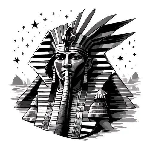 Egyptain Gods Under The Stars Forming