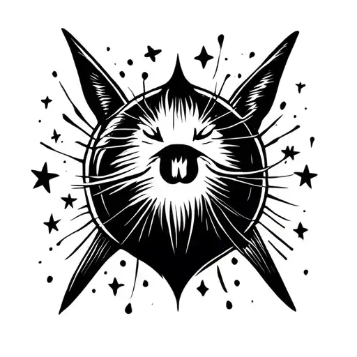 Minimal Aesthetic Cats Claw With Smal Stars And Dots Around And A Hiden V