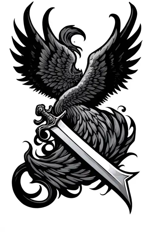 Sword And Wings Spread Wide