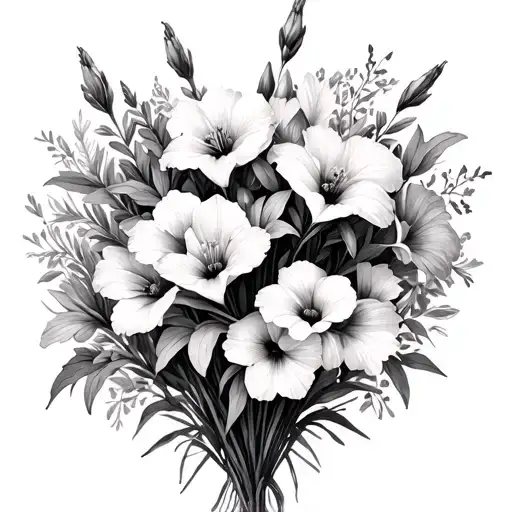 Gladioli And Cosmos Bouquet Heart Background Black