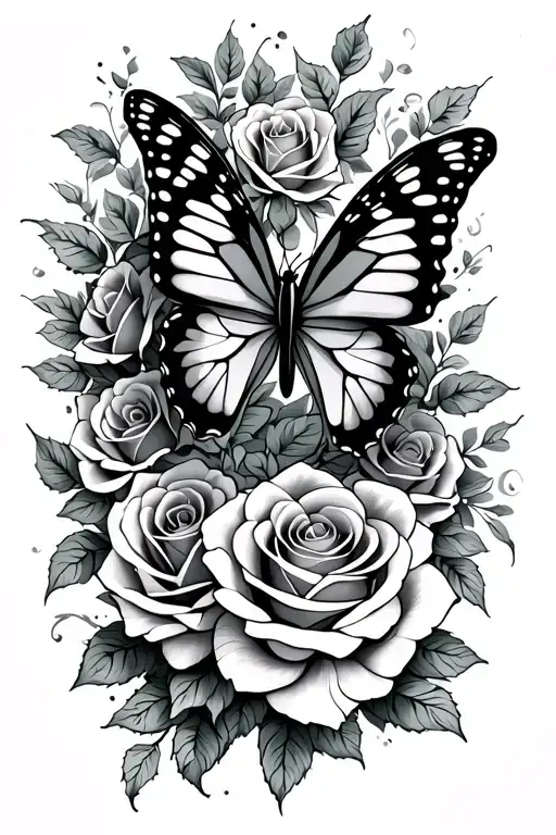 Butterfly With Roses Wrapped