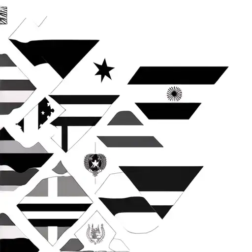 International Flags Connected Like A Quilt But Each Waving In A Triangular Shape