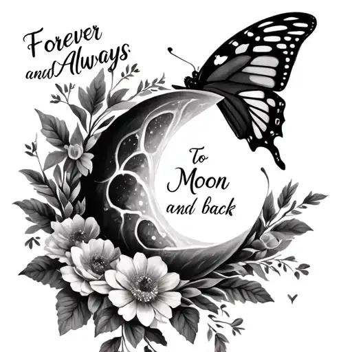 Butterflies And Flowers With The Saying Forever And Always To The Moon And Back