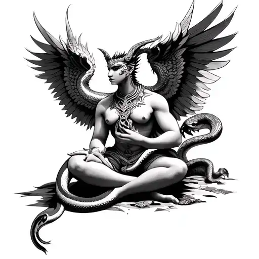 Seated Garuda With Snake In Hand