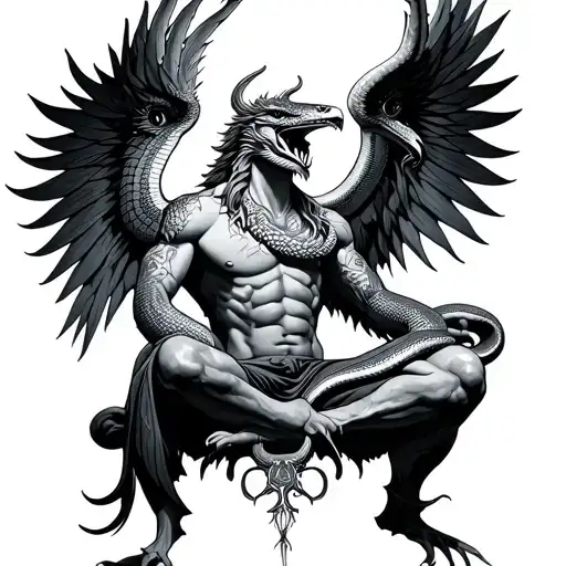 Seated Garuda With Snake In Hand