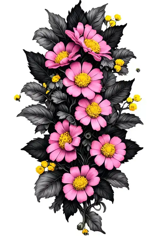 Pink And Yellow Dsisy Vine