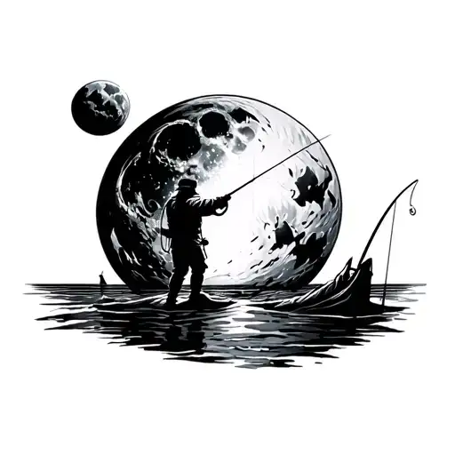 Man Fishing On The Moon