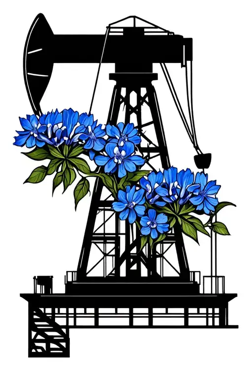 Oil Rig With Blue Bonnets Incorporated Into The Design