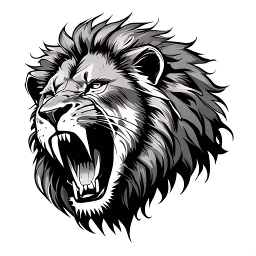 Lion Sillouette With Hunger Eating Fear