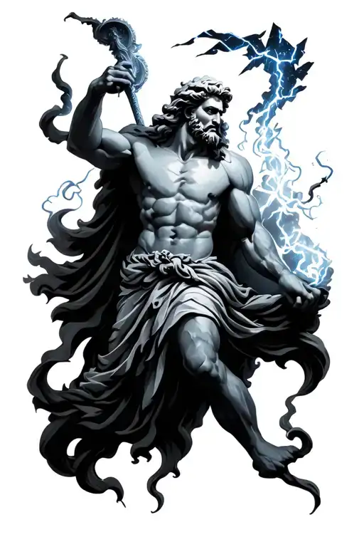 Zeus Holding A Lightning