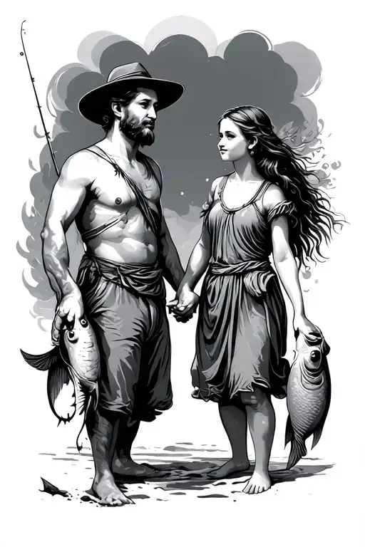 Twin Dad Fishing Gods Girl Dad Holding Hands