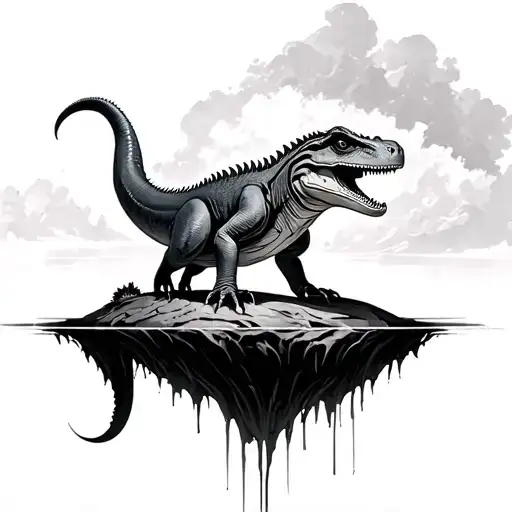 Komodo Dragon On A Floating Island