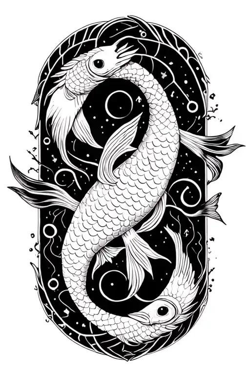 Pisces And Libra Zodiac Sign Intertwined Feminine
