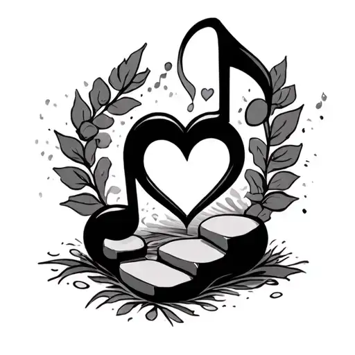 Foot Steps Leading To A Music Note With A Heart Around It