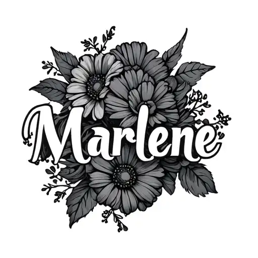 Bunch Of Flowers Around The Name Marlene