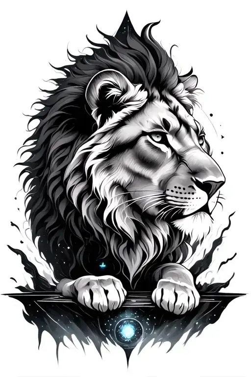 Regal Female Lioness Emerging From Galactic Portal