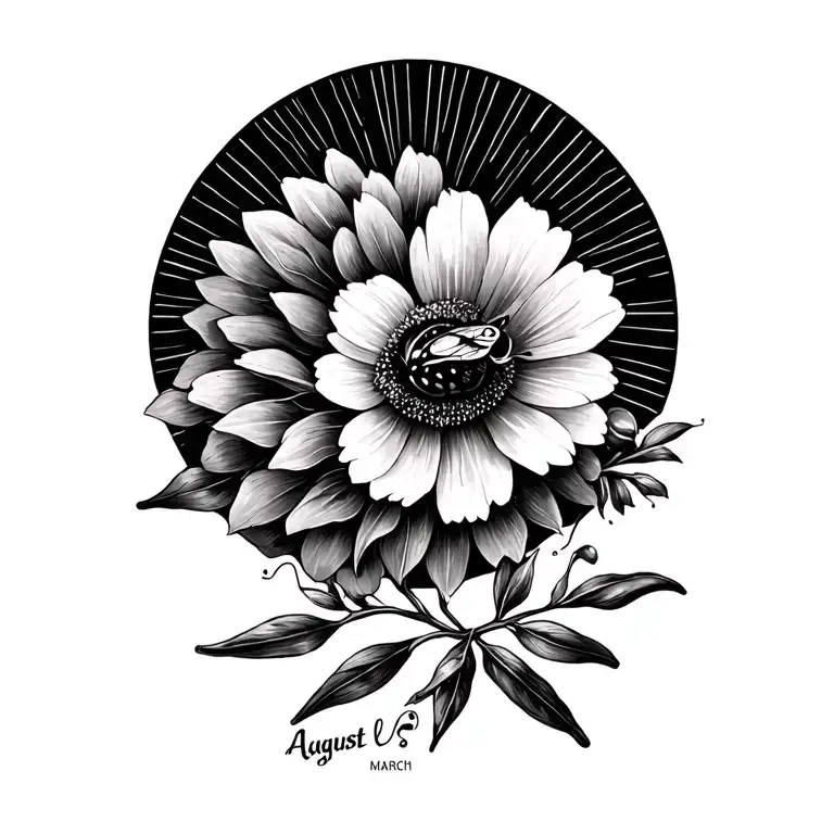 Bee Honeycomb Birth Month Flower April August March Sun Rays And A Olive Branch Realistic