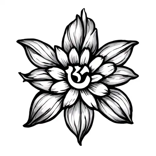 Tamil Aum Symbol Above The Flower