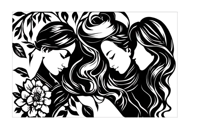 Tattoo Black And White With Some Color Symbolizing Mother Of 2 And Wife