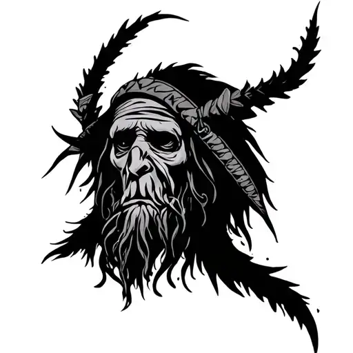 Simple Outline Of A Witch Doctor For The Thigh