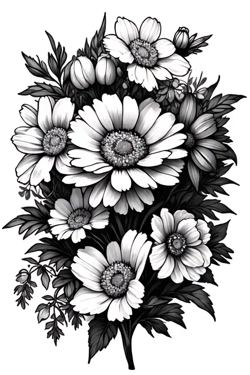 Carnation Daisy Honeysuckle Larkspur And Narcissus Bouquet