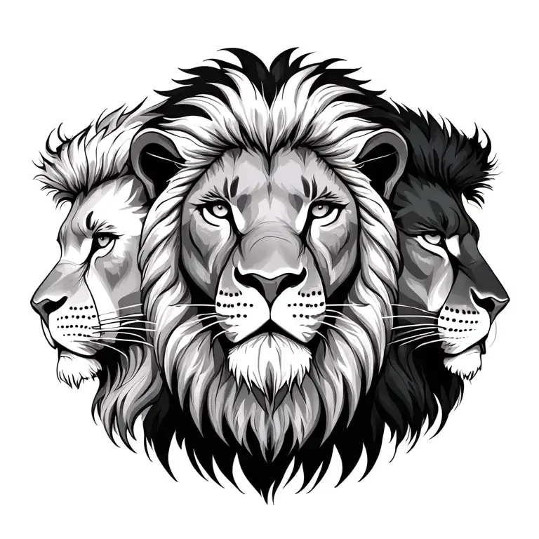 Three Headed Lion Looking Different Sides