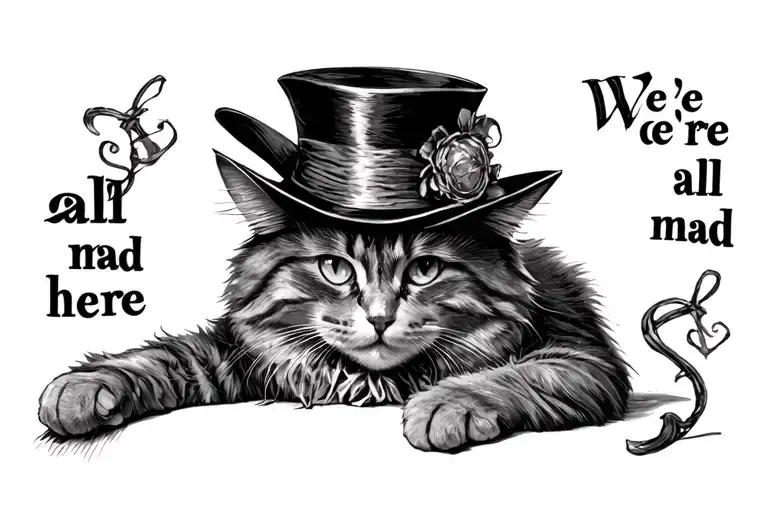 Mad Hatter Cat With Words We're All Mad Here