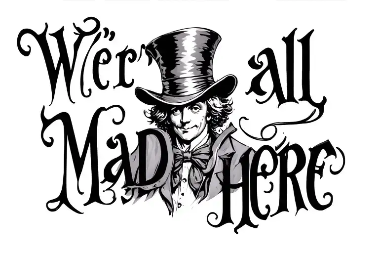 Mad Hatter With Words We're All Mad Here